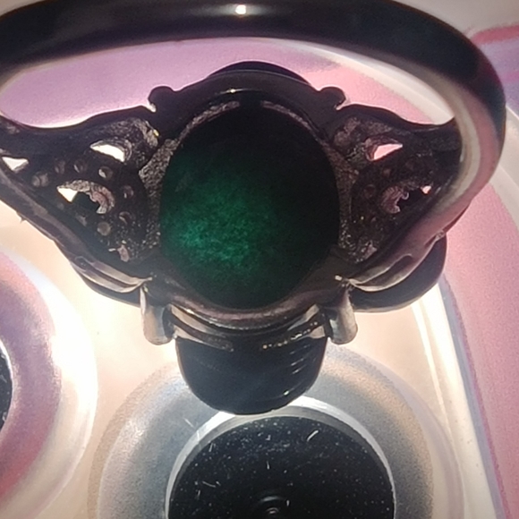 Myanmar type a lucky black jade with 925 silver ring - Picture 2 of 3
